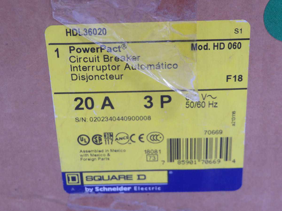 SQUARE D HDL36020 MOLDED CASE CIRCUIT BREAKER T243905 - CIRCUIT BREAKERS