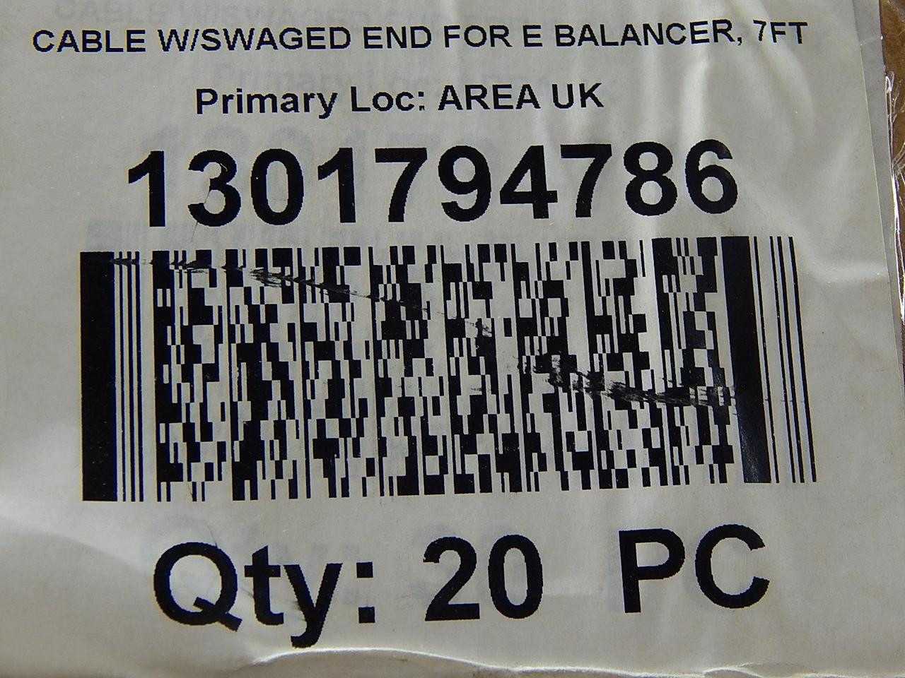 LOT OF 20 1301794786 CABLE W/ SWAGED END FOR E BALANCER T87449 - MULTIPLE CONDUCTOR CABLE