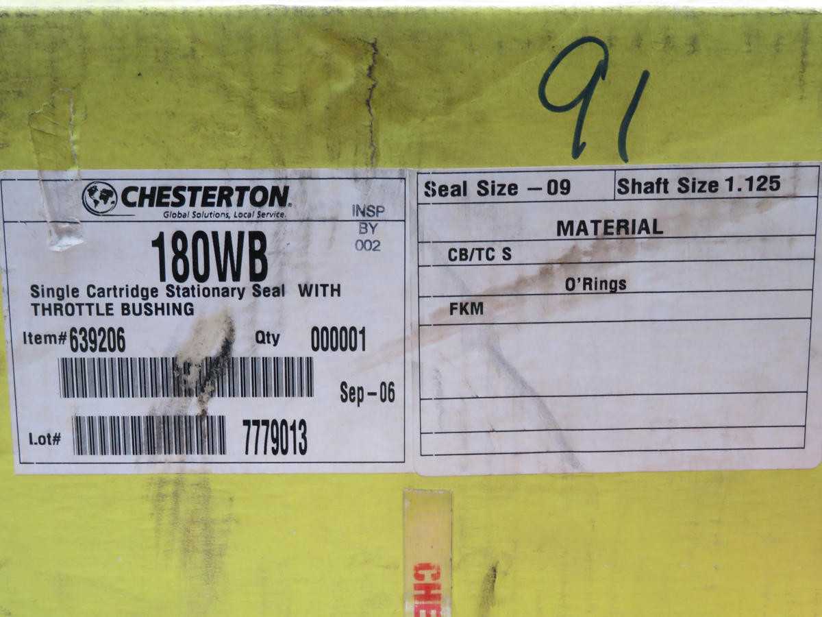 Chesterton 180WB 639206 Single Cartridge Stationary Seal With Throttle Bushing T213519 - SEALS