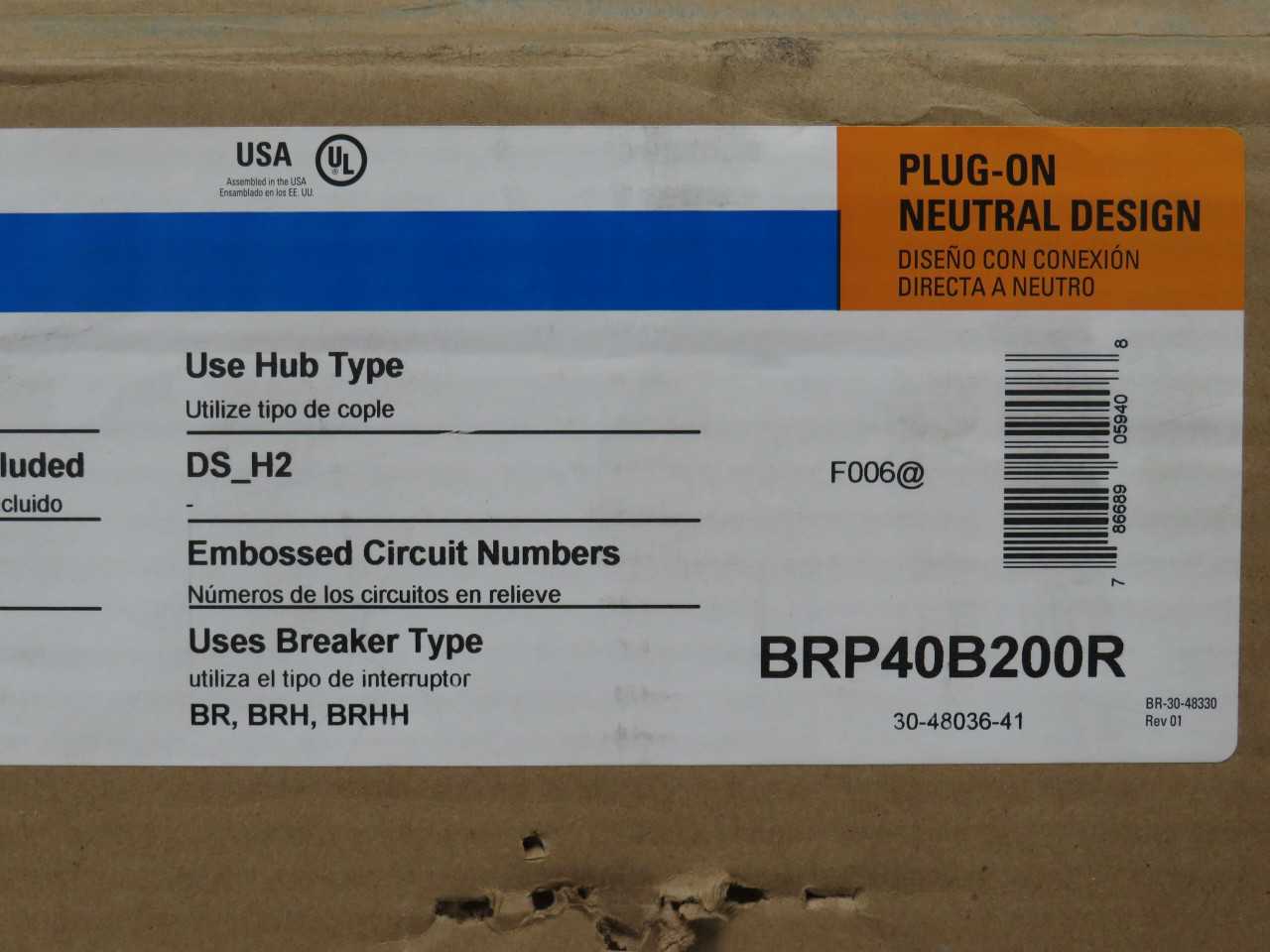 EATON BRP40B200R OUTDOOR MAIN LOADCENTER 200 AMP 40 SPACE 80 CIRCUIT T192060 - CIRCUIT BREAKERS