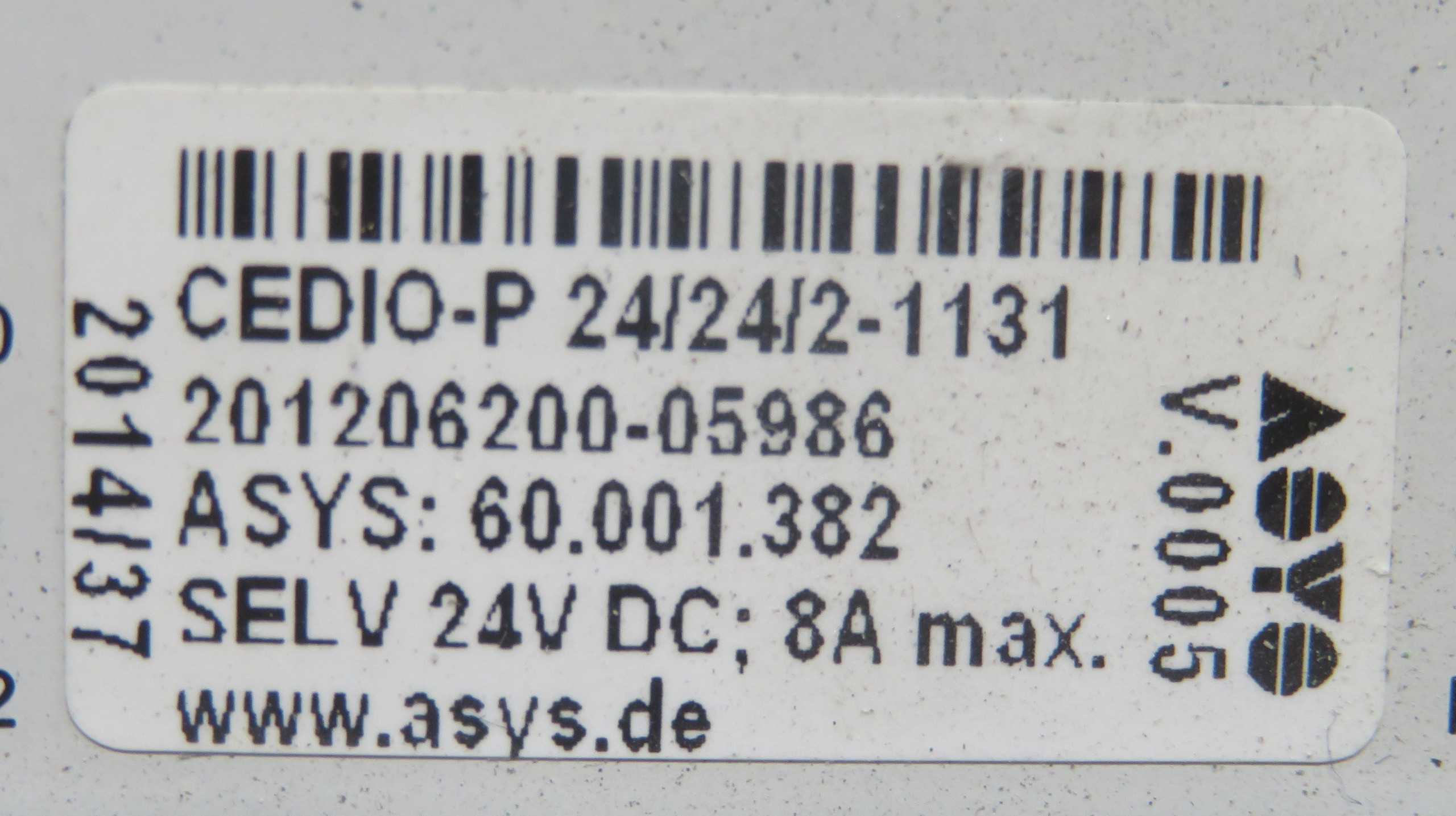ASYS 60.001.382 PLC I/O CONTROLLER MODULE (CEDIO-P 24/24/2-1131) - PLC MODULES