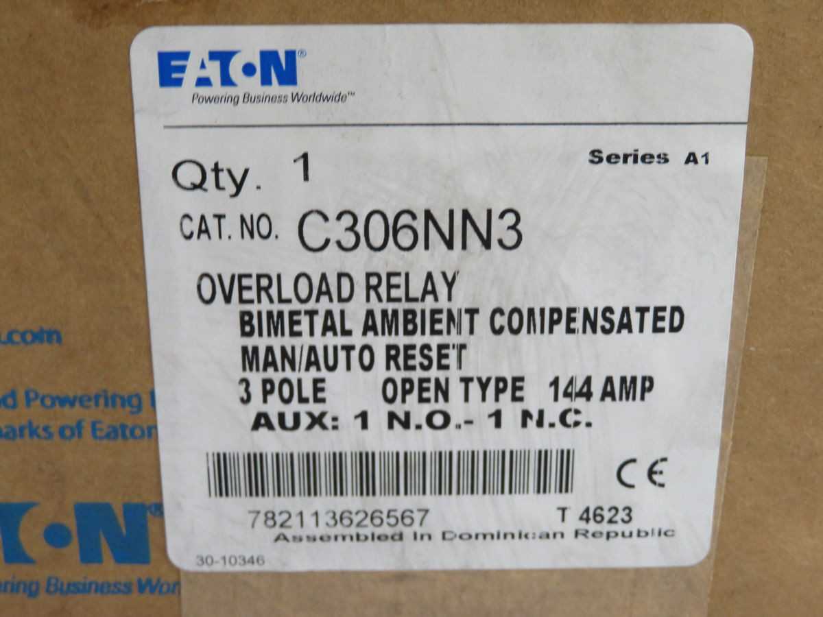 EATON C306NN3 OVERLOAD RELAY T252224 - PROTECTION RELAY