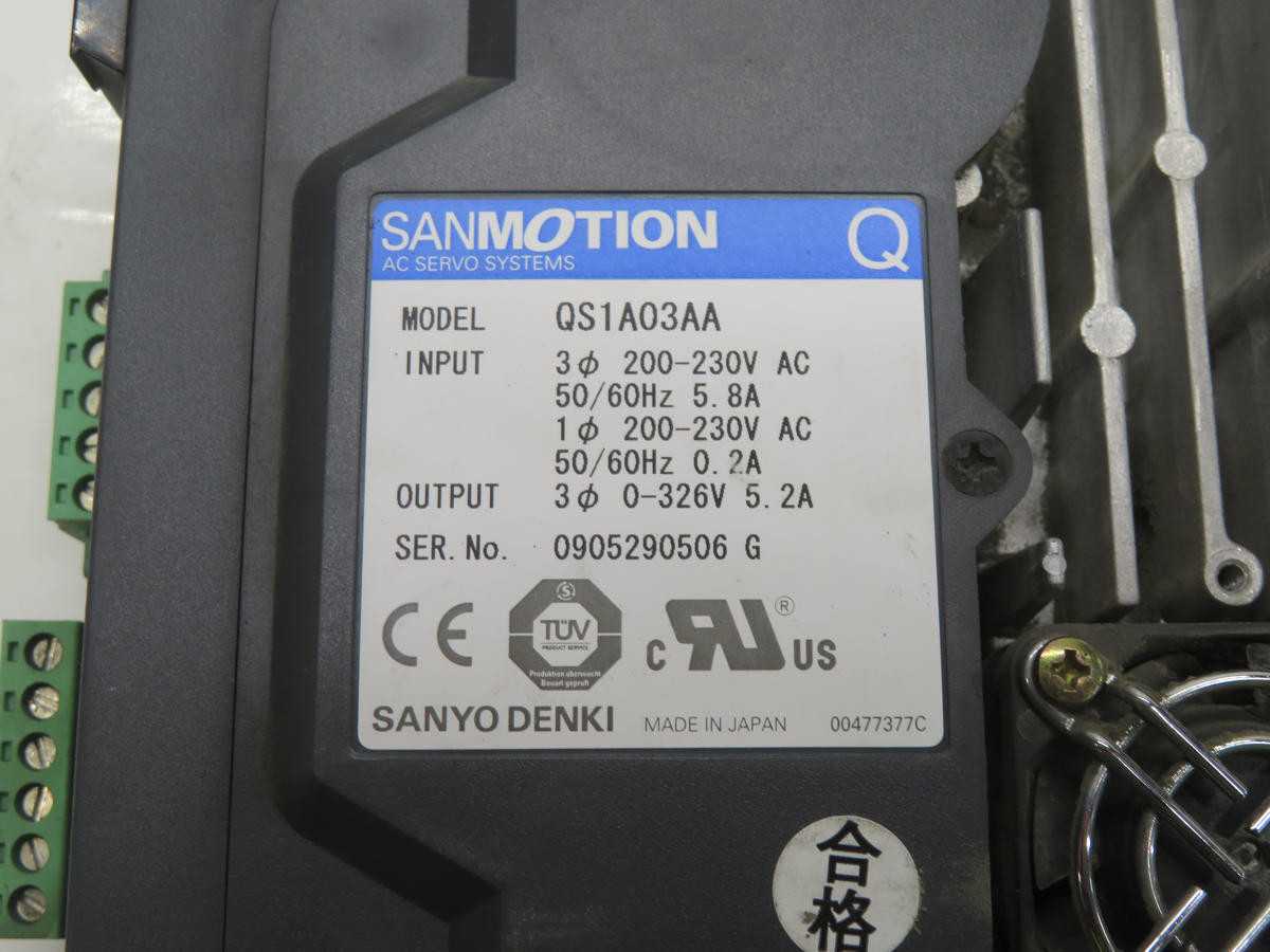 SANYO DENKI QS1A03AA SANMOTION AC SERVO DRIVE SYSTEMS T212186 - SERVO MOTORS