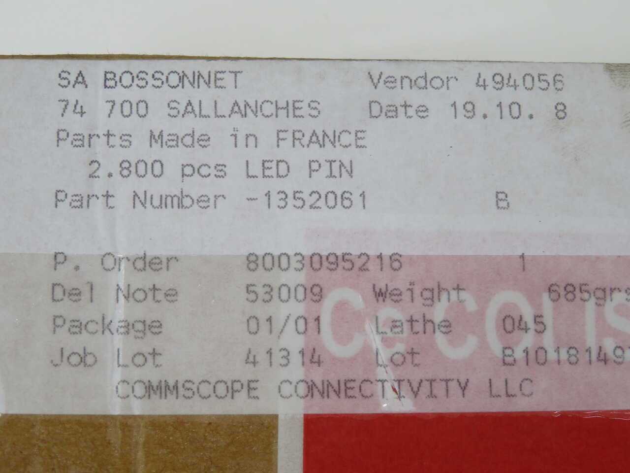 Lot Of 2800 CommScope 8003095216 Pins For Reliable Connectivity - FIBER OPTIC CABLE