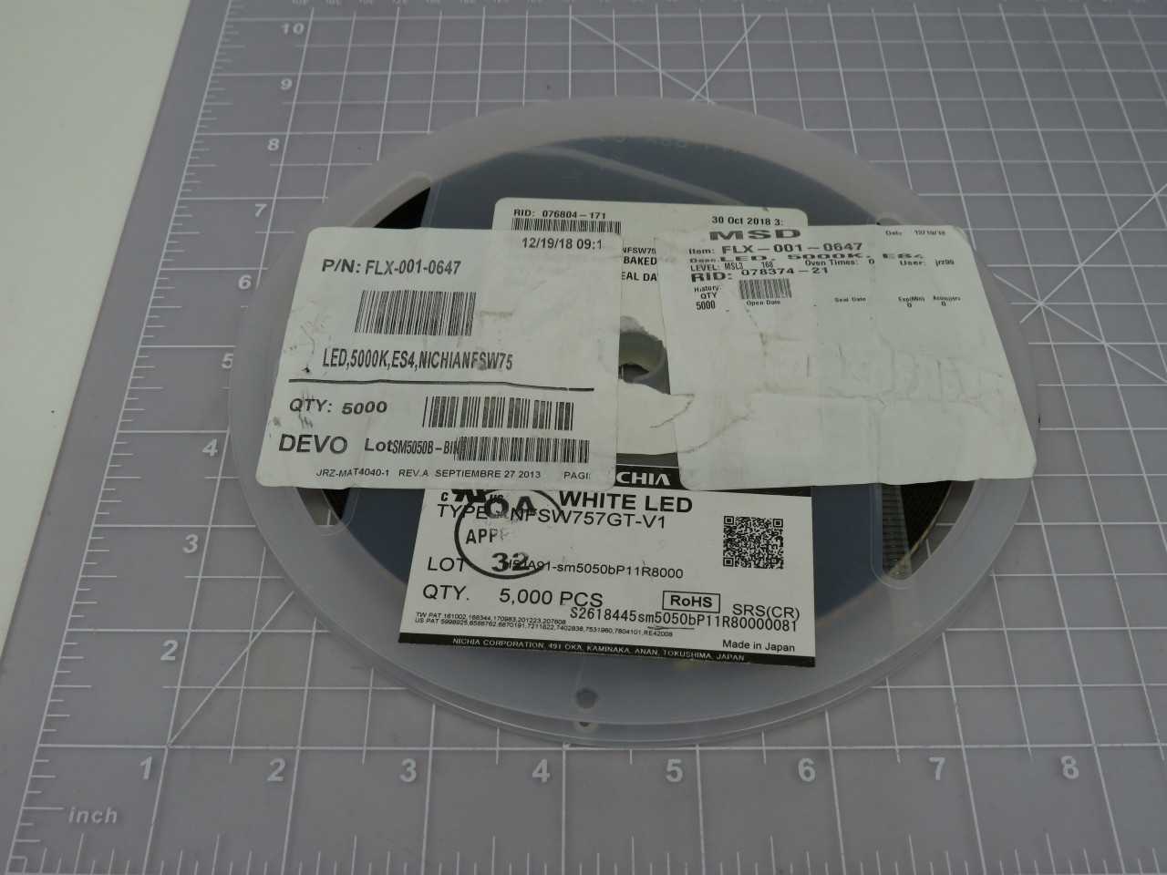 LOT OF 4800 NICHIA FLX-001-0647 NFSW757GT-V1 MID POWER WHITE LED CHIP WITH DATA SHEET T171470 - LIGHTING