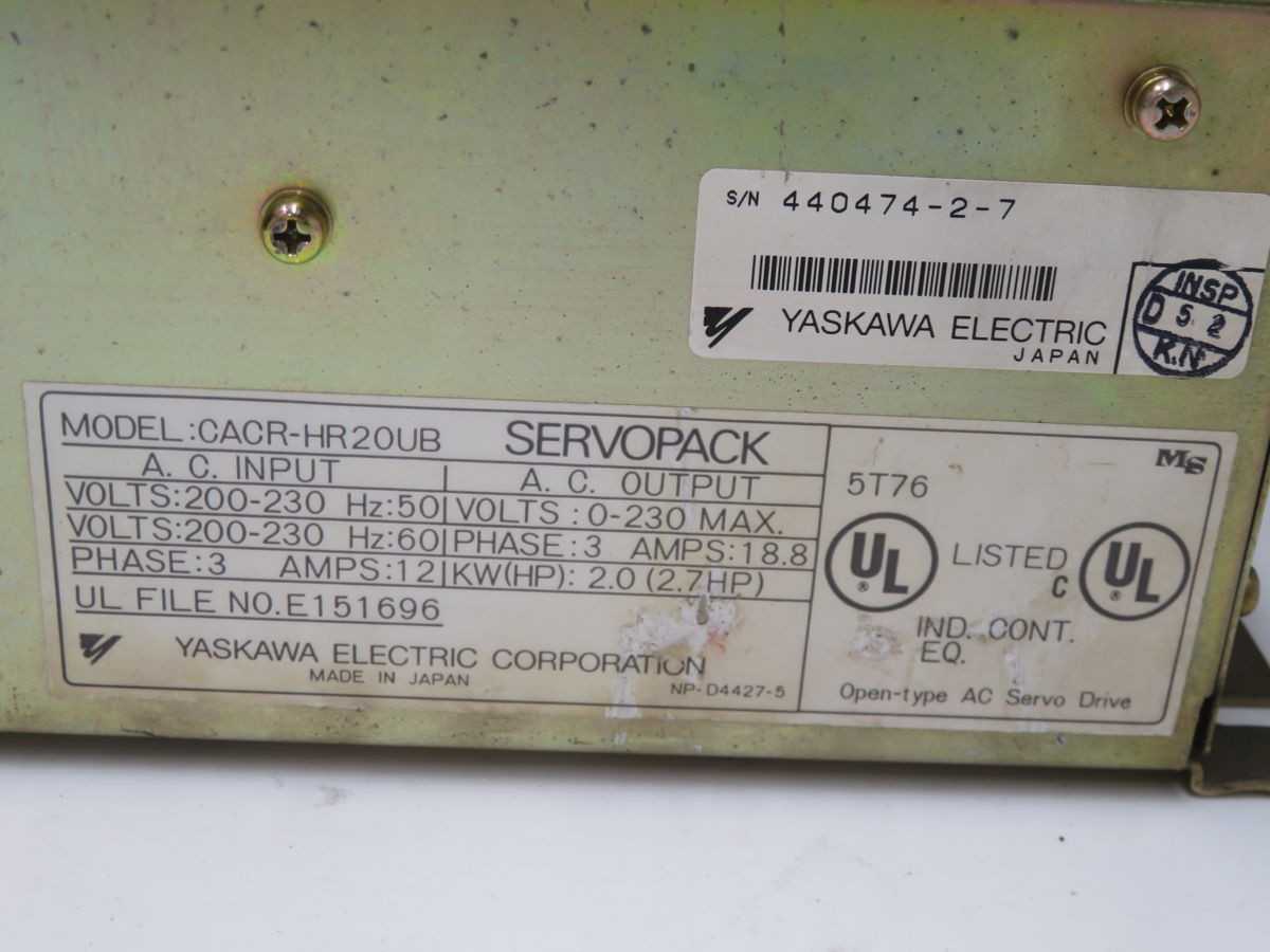 YASKAWA CACR-HR20UB SERVO DRIVE T260084 - SERVO DRIVES