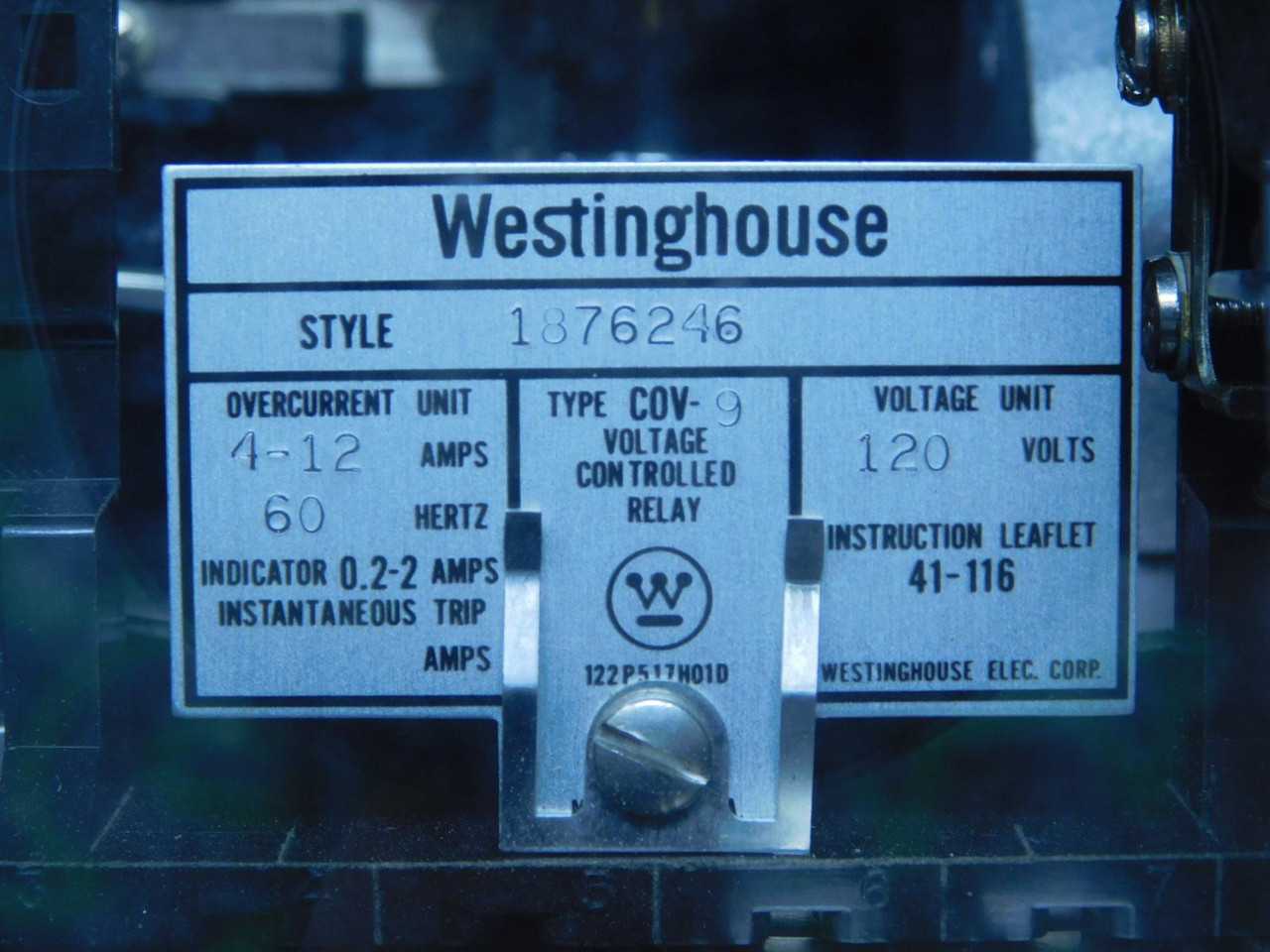 Westinghouse C0V-9 Overcurrent Relay T149619 - Reliable Circuit Protection - PROTECTION RELAY