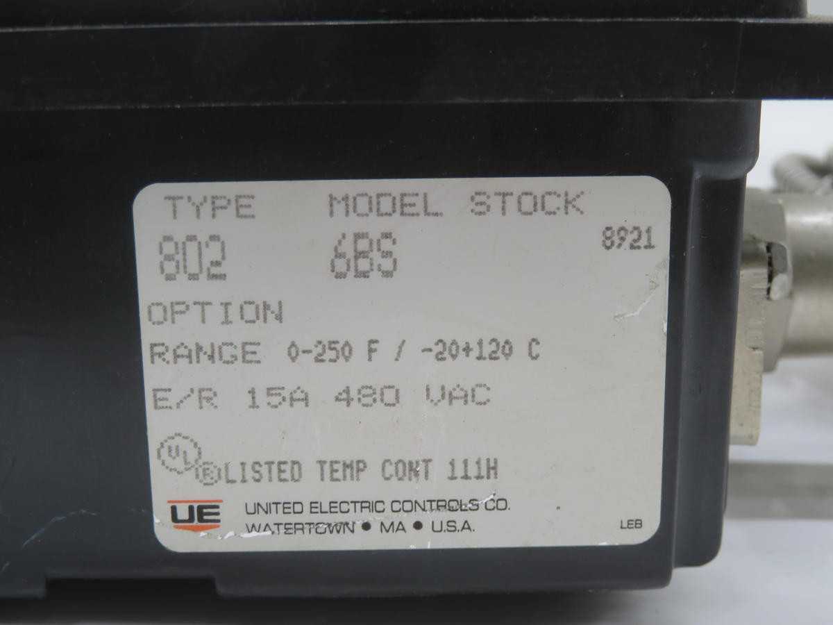 UNITED ELECTRIC 802 6BS TEMPERATURE SWITCH
 T229670 - TEMPERATURE CONTROL COMPONENTS