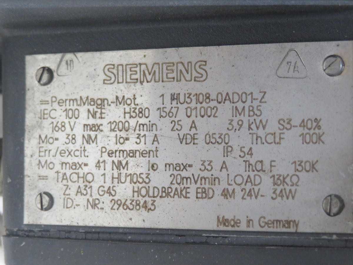 SIEMENS 1 HU3108-0AD01-Z PERMANENT MAGNET MOTOR T210969 - SERVO MOTORS