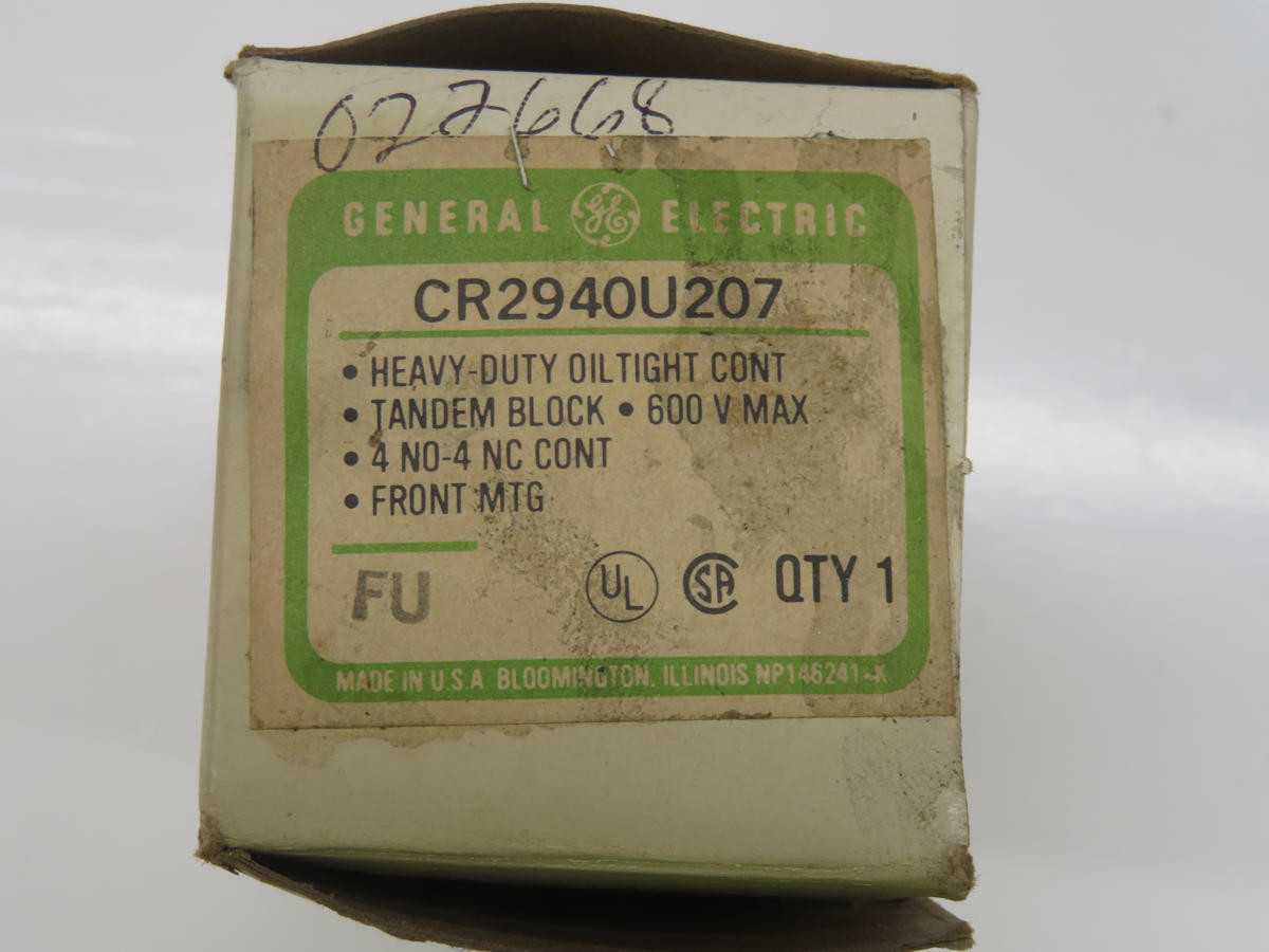 GE CR2940U207 HEAVY-DUTY OILTIGHT CONT TANDEM BLOCK T230336 - CONTACTORS
