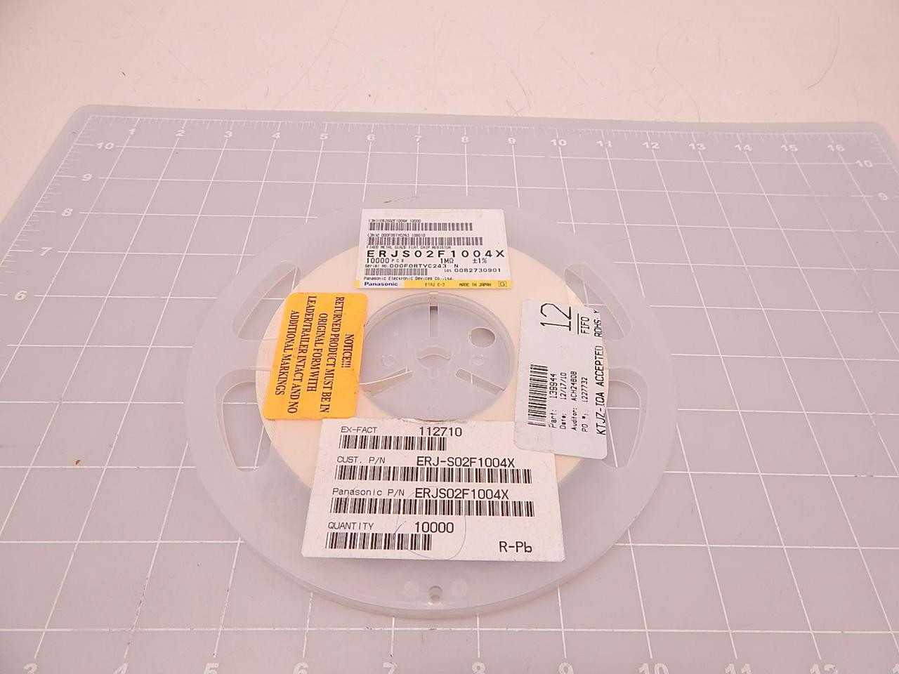 LOT OF 10000 PANASONIC ERJS02F1004X THICK FILM RESISTORS SMD 0402 1.0MOHMS 1% ANTI-SULFUR T78445 - ELECTRICAL COMPONENTS