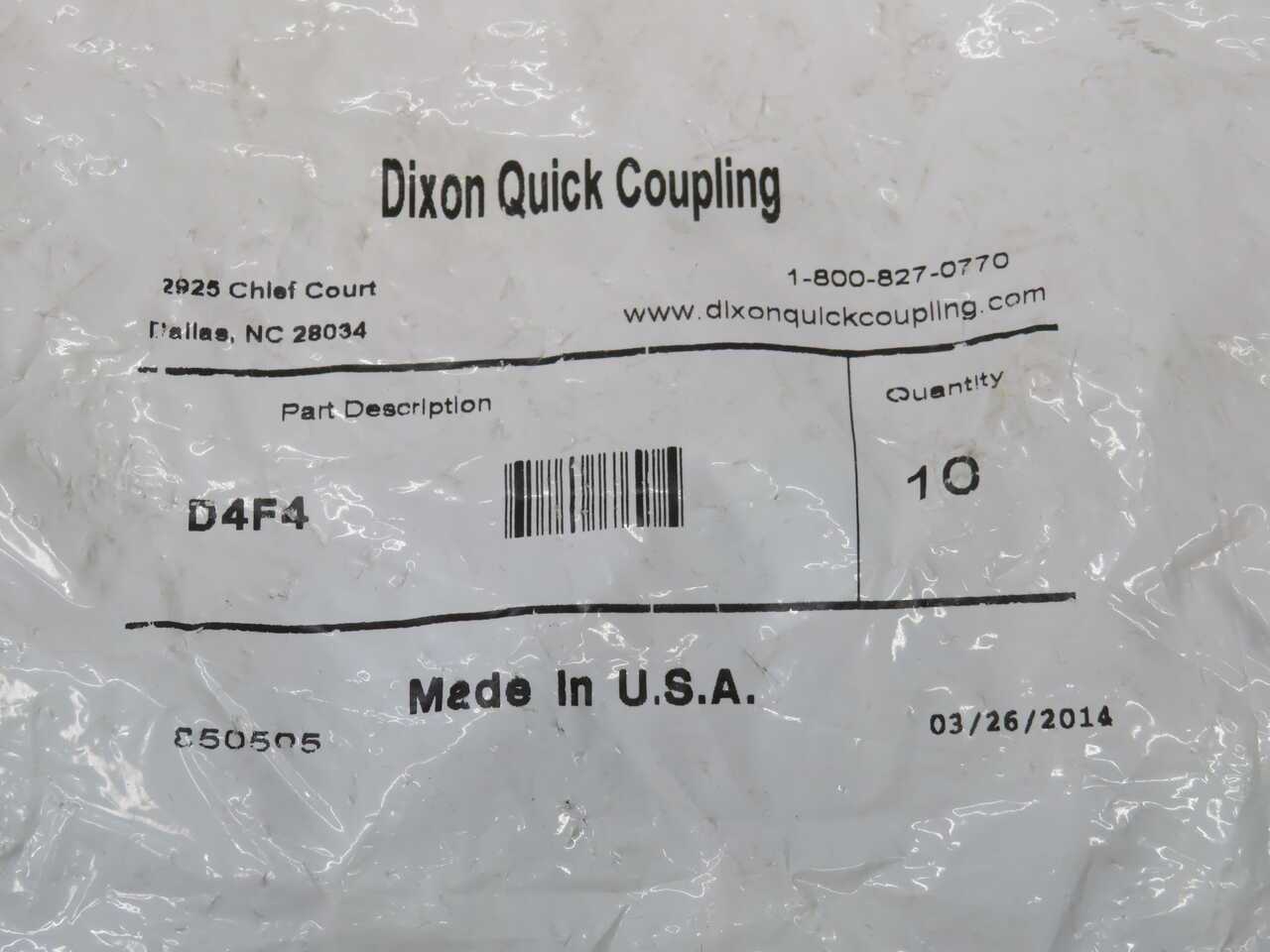 Lot Of 80 Dixon D4F4 Pneumatic Quick-Connect Plugs - COUPLINGS, JOINTS, & HUBS