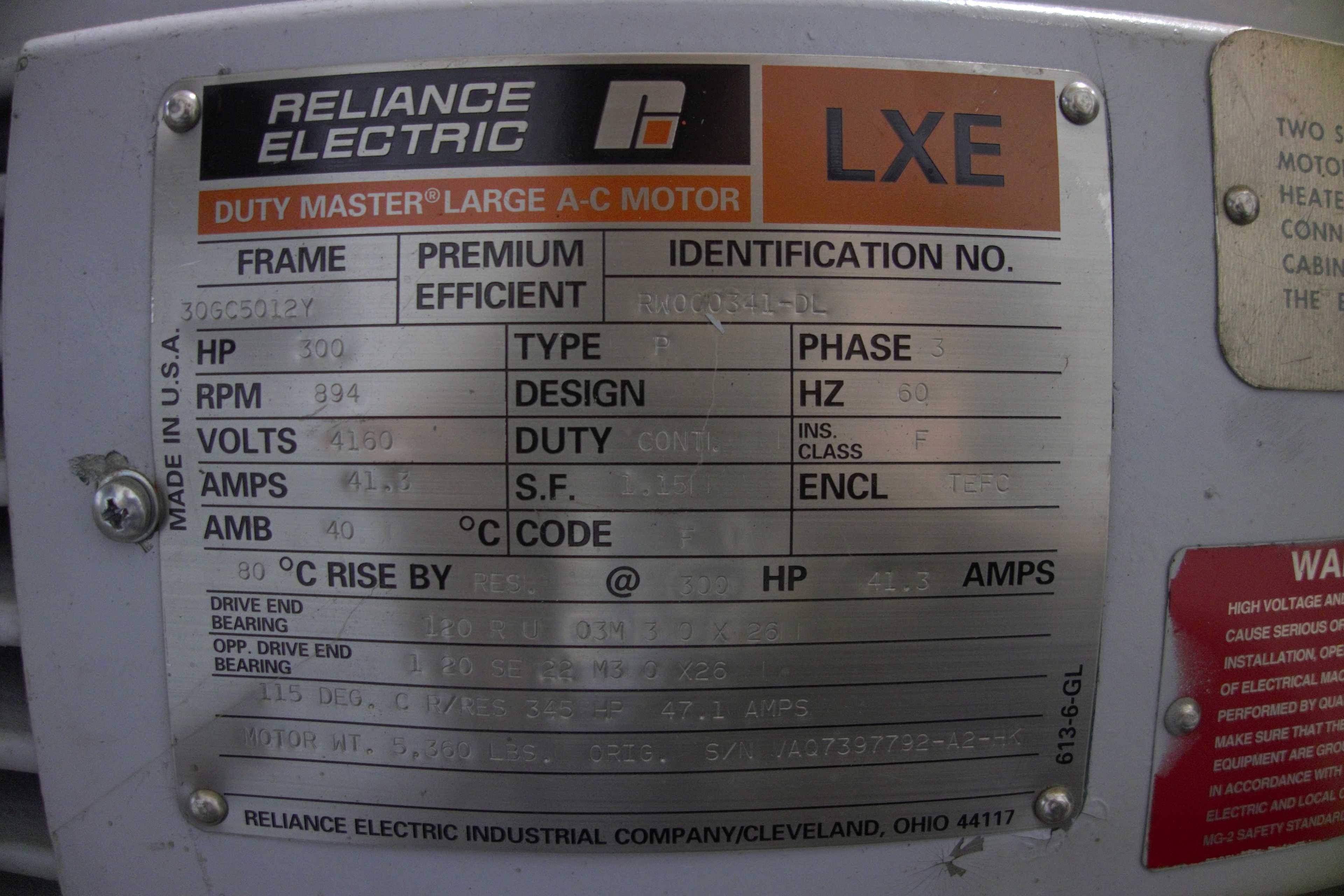 SKU 1788084 - RELIANCE ELECTRIC RW000341-DL DUTY MASTER LARGE AC MOTOR - AC MOTOR