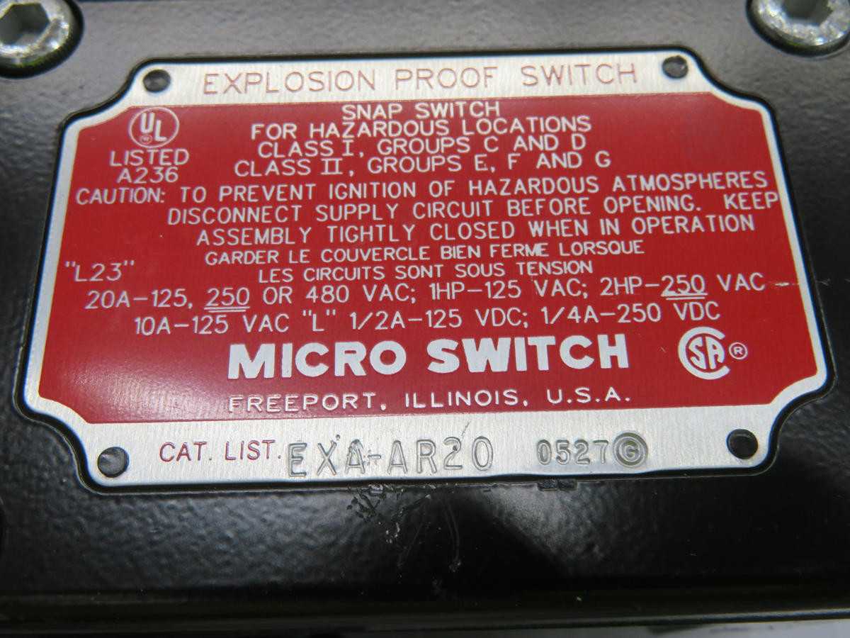 MICROSWITCH EXA-AR20 EXPLOSION PROOF T232966 - SWITCHES