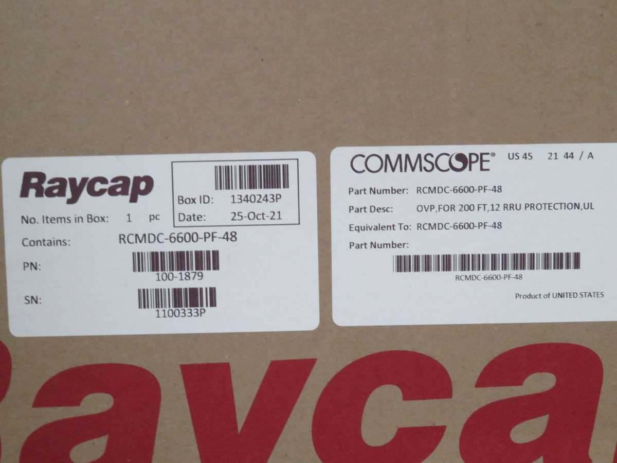RAYCAP RCMDC-6600-PF-48 OVP BOX T255506 - ELECTRICAL ENCLOSURES