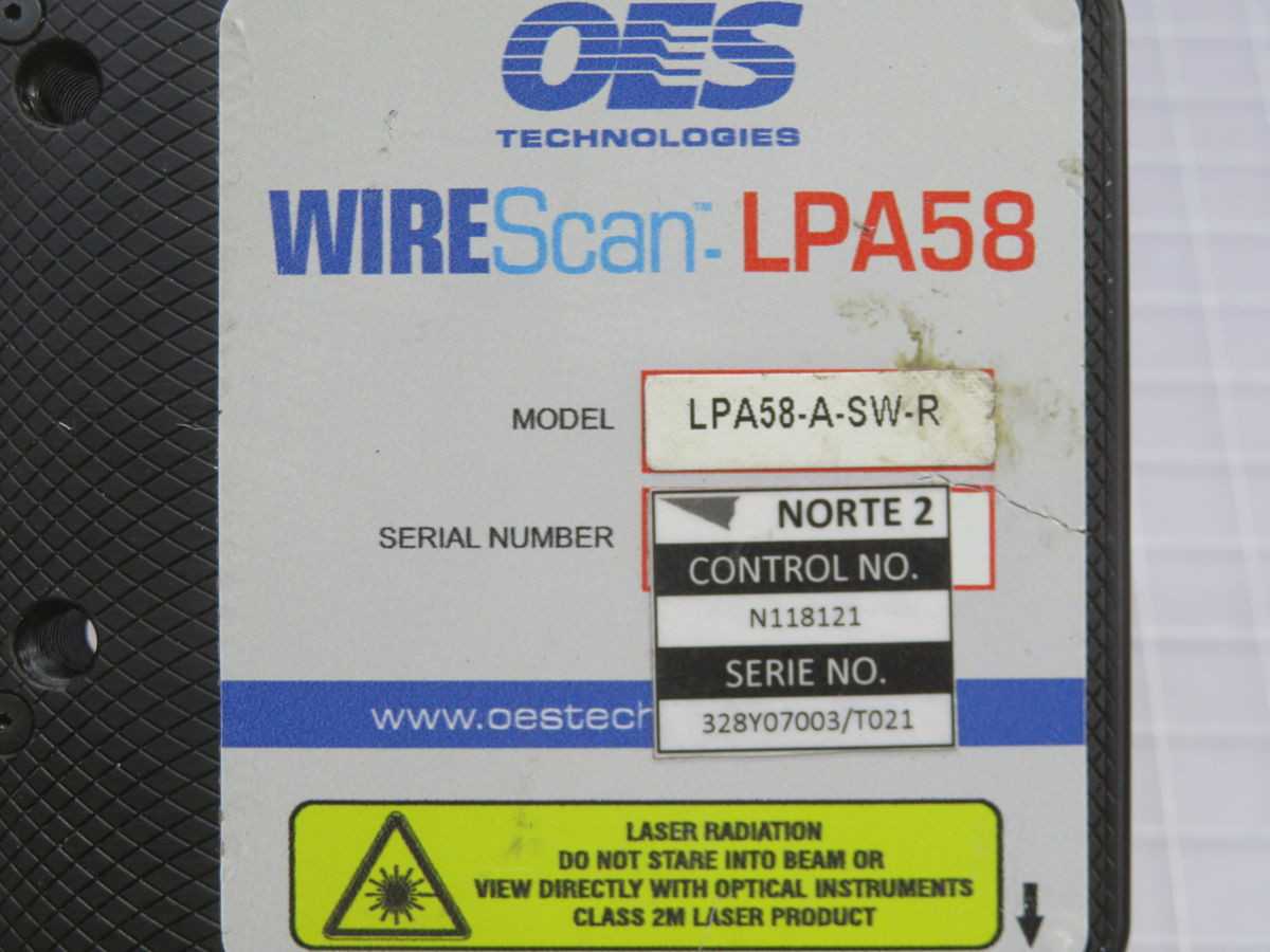 OES TECHNOLOGIES LPA58 LPA58-A-SW-R WIRESCAN DYNAMIC OPTICAL SENSOR T258195 - SENSORS