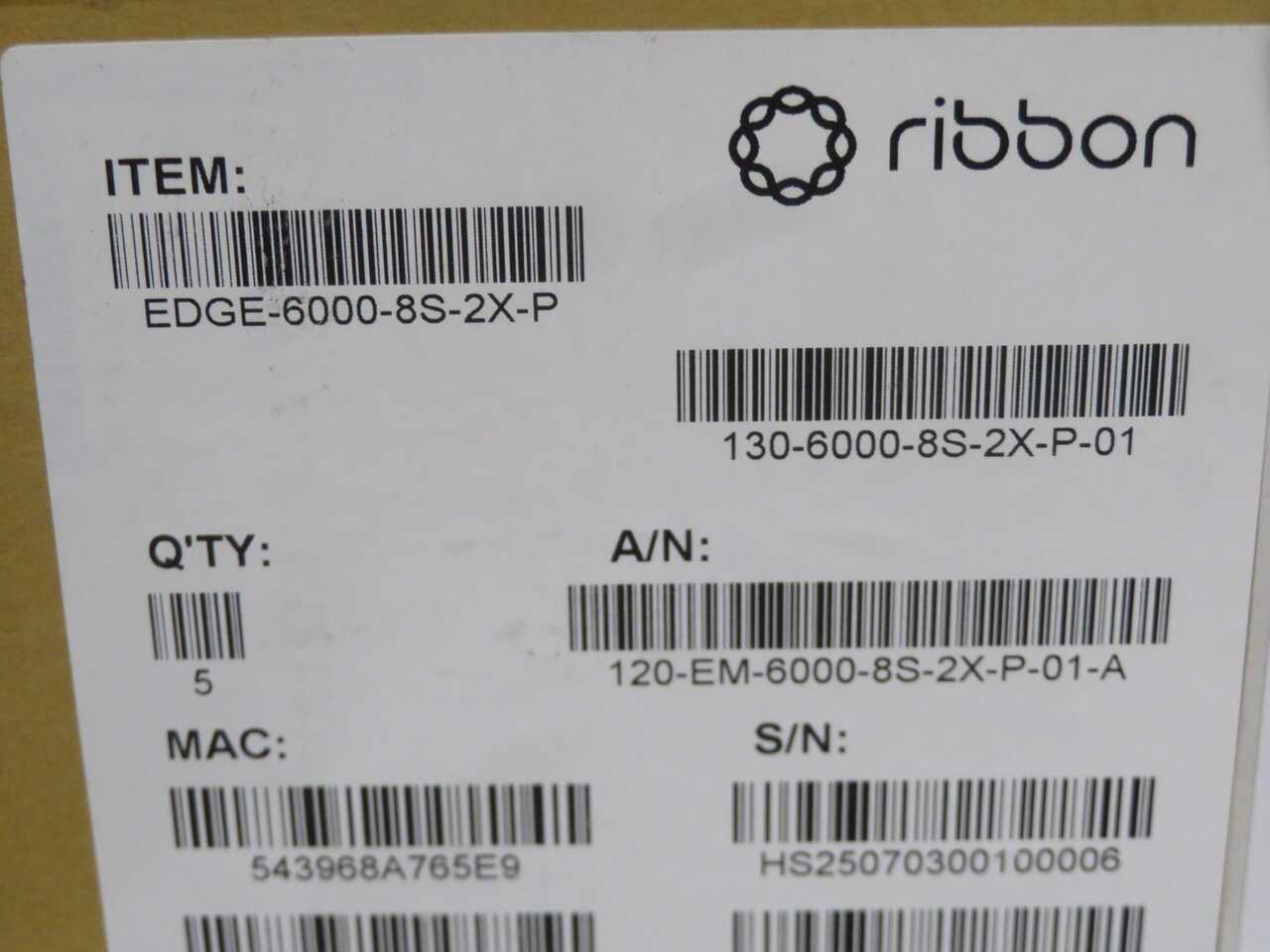 LOT OF 15 RIBBON EDGE-6000-8S-2X-P VOIP SESSION BORDER CONTROLLER APPLIANCE - PROCESS EQUIPMENT