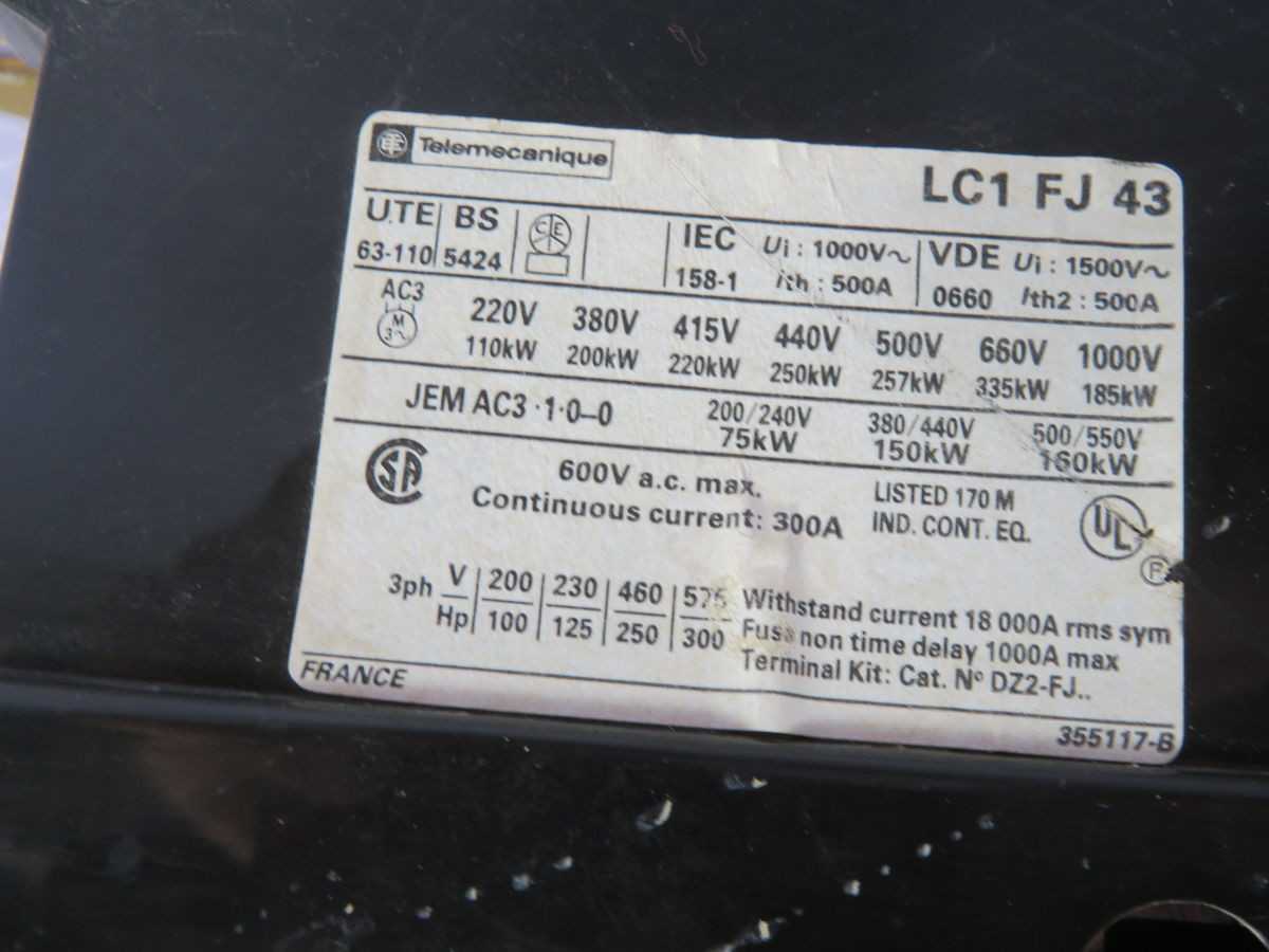 TELEMECANIQUE LC1 FJ 43 CONTACTOR T250673 - CONTACTORS