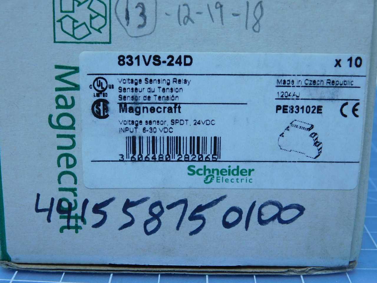 LOT OF 10 SCHNEIDER 831VS-24D GENERAL PURPOSE RELAY T149611 - ELECTRICAL RELAYS