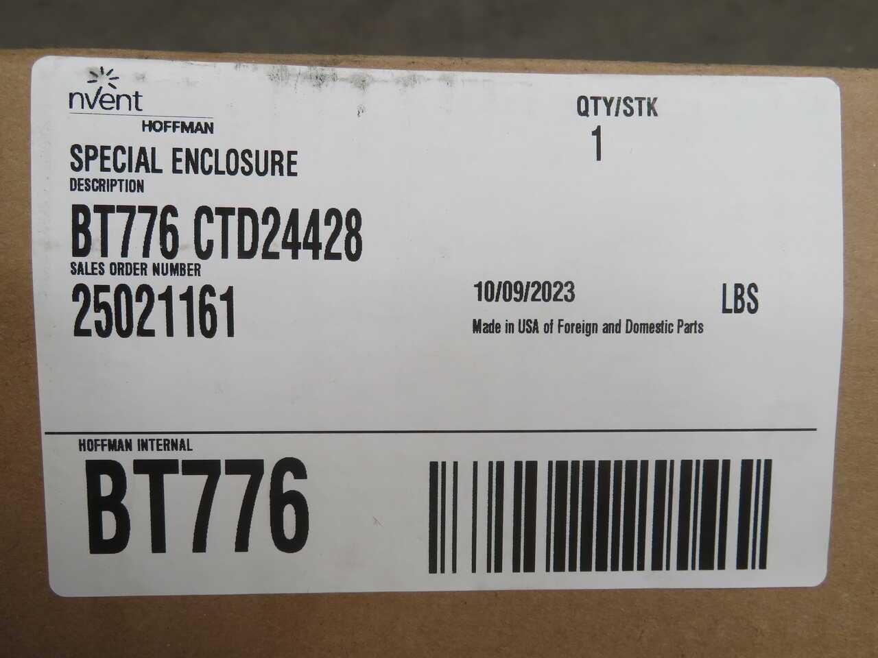 NVENT CTD24428 SPECIAL ENCLOSURE T270945 - ELECTRICAL ENCLOSURES