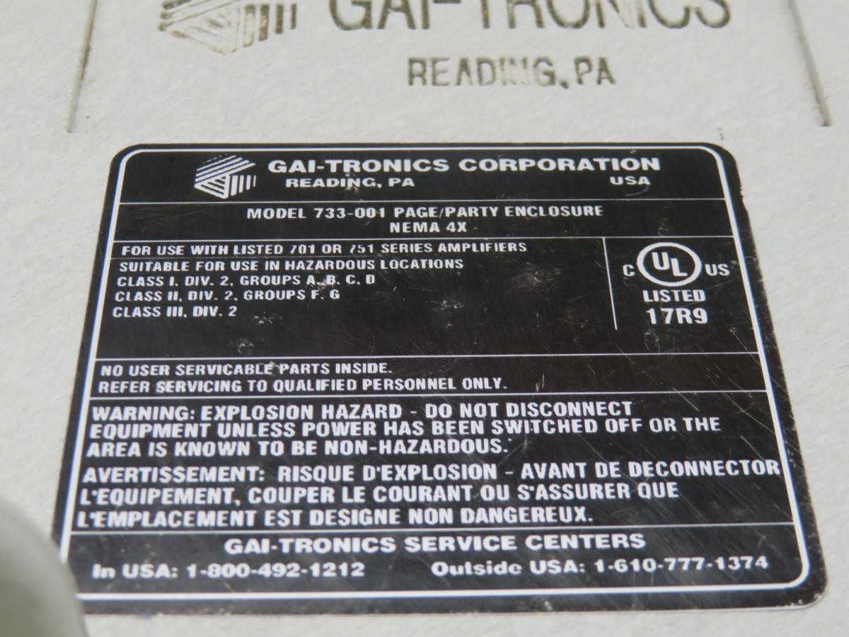 GAI-TRONICS 733-001 AMPLIFIER ENCLOSURE T212774 - ELECTRICAL ENCLOSURES