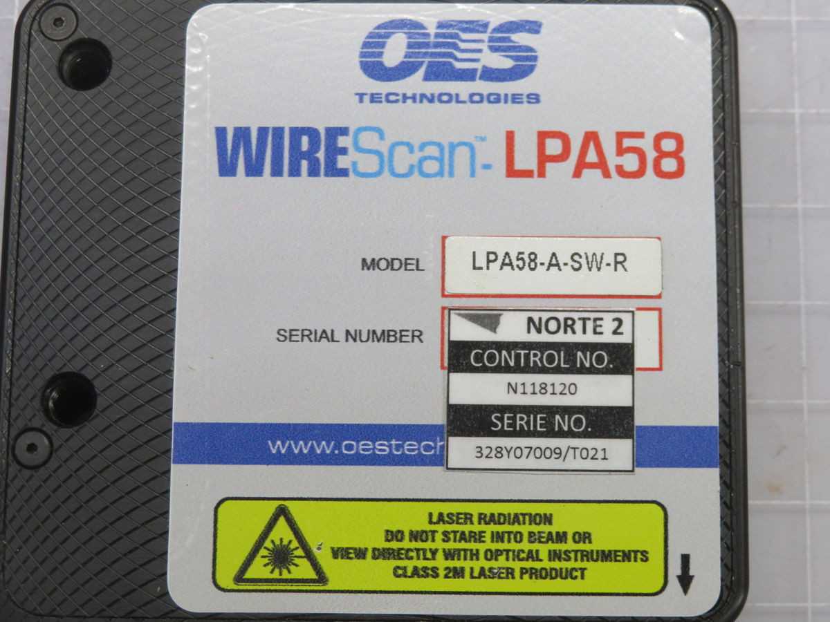 OES TECHNOLOGIES LPA58 LPA58-A-SW-R WIRESCAN DYNAMIC OPTICAL SENSOR T258196 - SENSORS