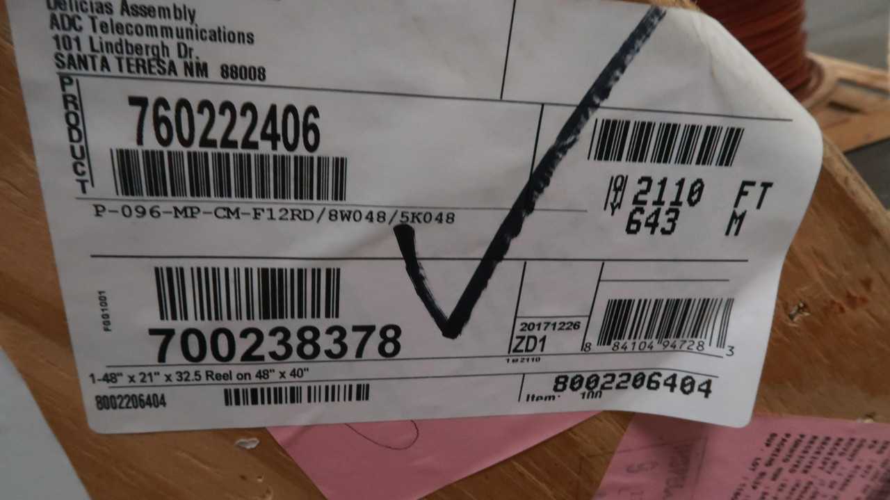 Commscope P-096-MP-CM-F12RD/8W048/5 Fiber Optic Cable 48 Fiber Multi Mode OM4 2110 Ft - FIBER OPTIC CABLE