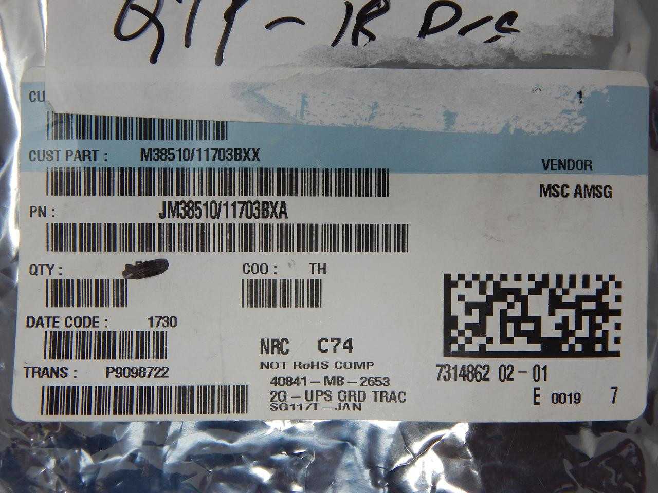 LOT OF 18 TEXAS INSTRUMENTS M38510/11703BXX 5962-01-204-8665 MILITARY THROUGH HOLE RESISTOR T133701 - HOLEMAKING TOOLS