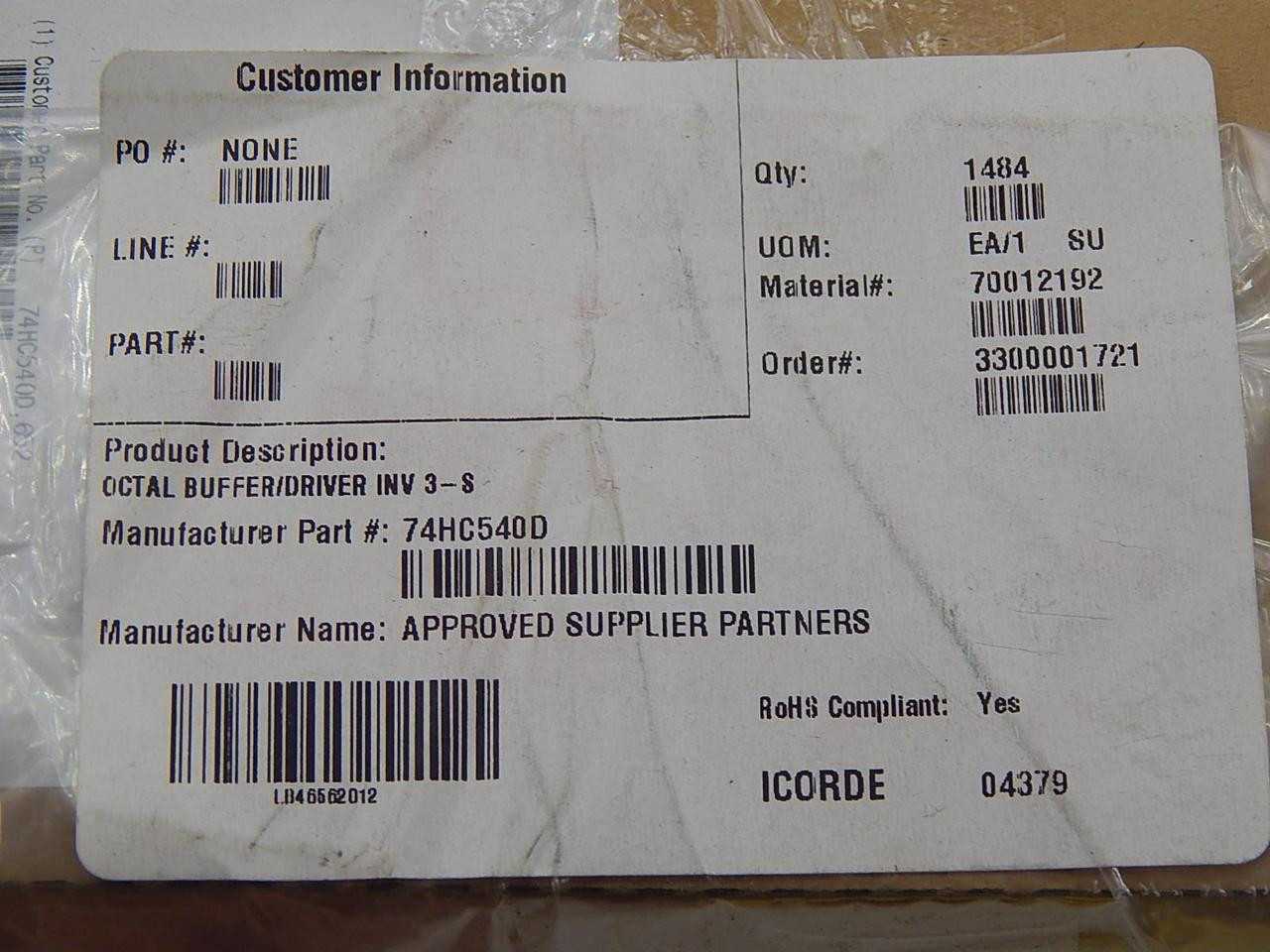 LOT OF 1450 NXP 74HC540D BUFFERS & LINE DRIVERS OCT BUF/DRVR INV 3ST T88625 - LINE FILTERS