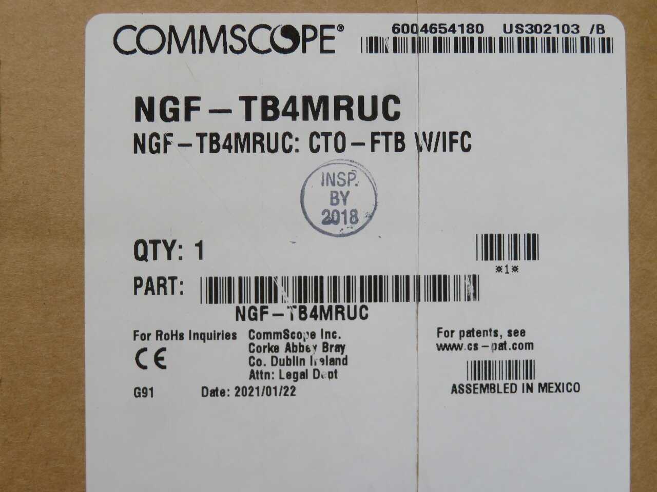 COMMSCOPE NGF-TB4MRUC NEXT GENERATION FRAME (NGF) FIBER TERMINATION BLOCK T272432 - FIBER OPTIC CABLE