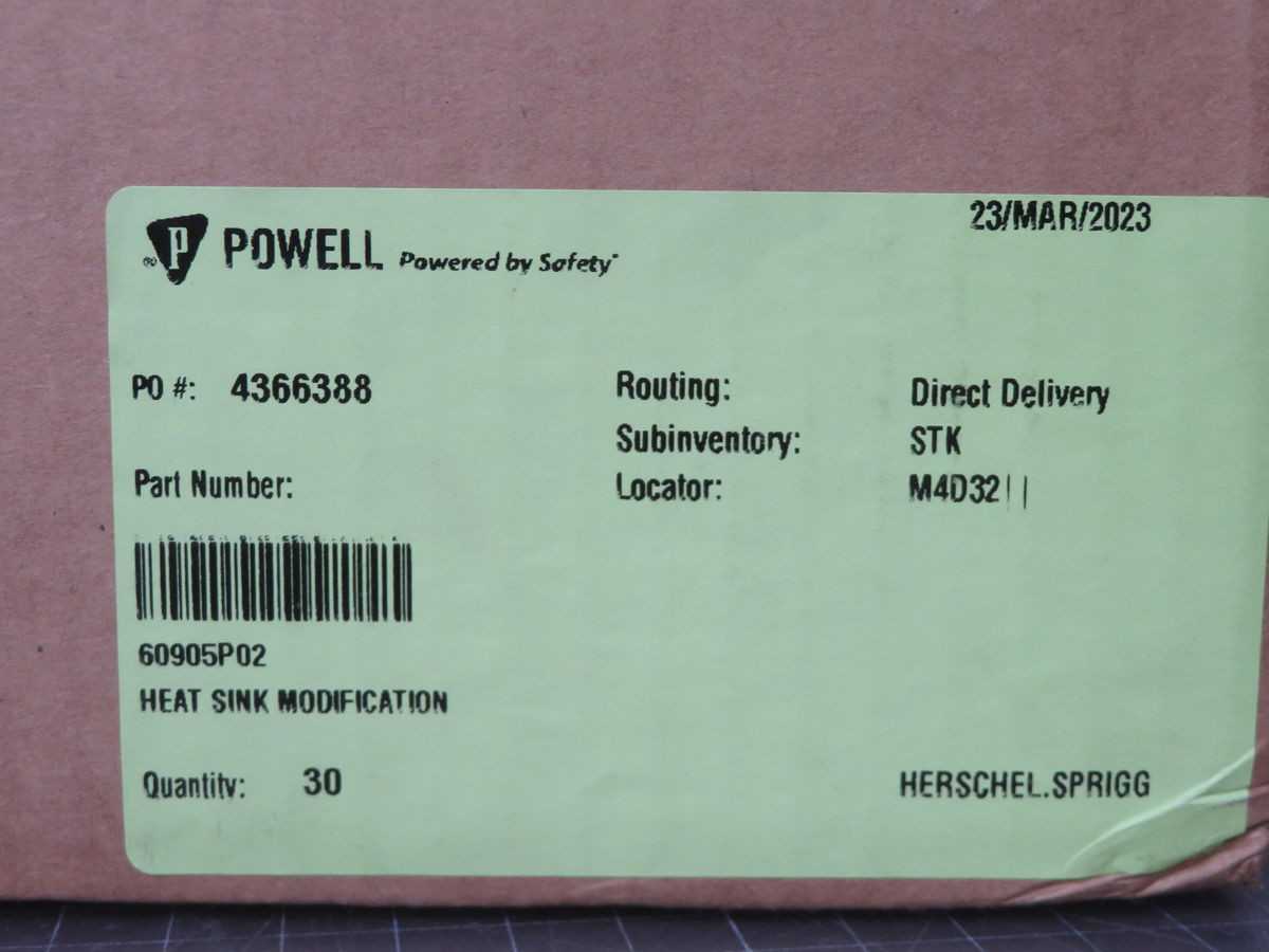 Lot Of 30 Powell 60905P02 Heat Sink Modification T246274 - HEAT SINKS
