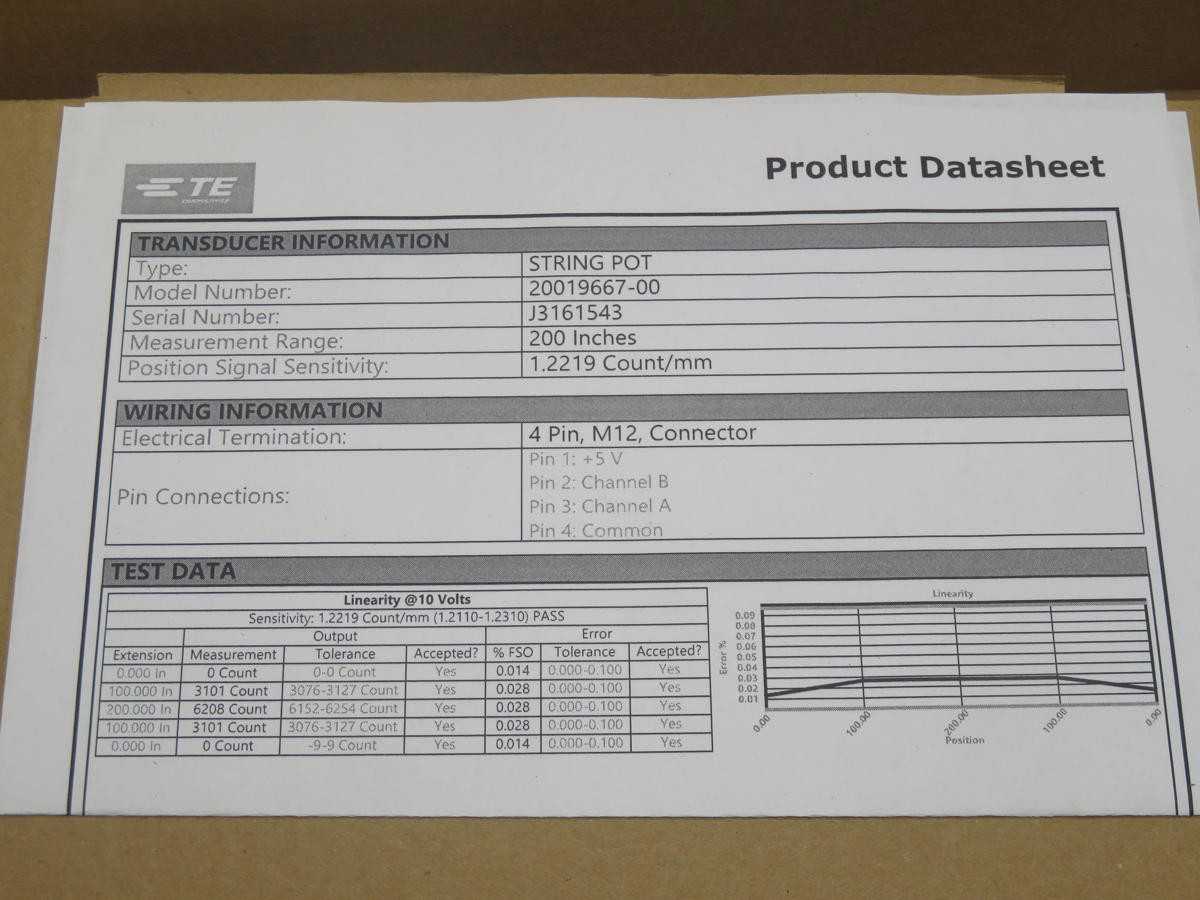 TE CONNECTIVITY 20019667-00 STRING POT TRANSDUCER T213670 - SENSORS