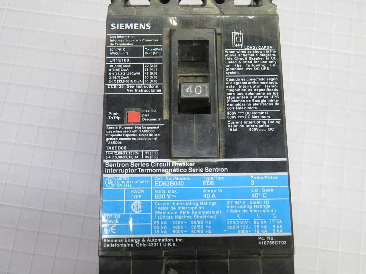 SIEMENS ED63B040 CIRCUIT BREAKER T254296 - CIRCUIT BREAKERS