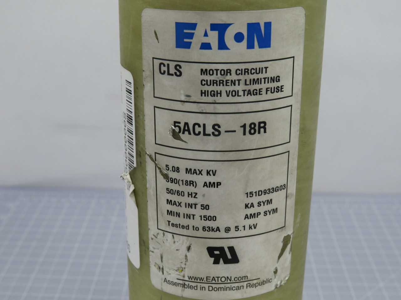 EATON 5ACLS-18R HIGH VOLTAGE FUSE 390(18R) AMPS 50/60HZ T169617 - FUSES