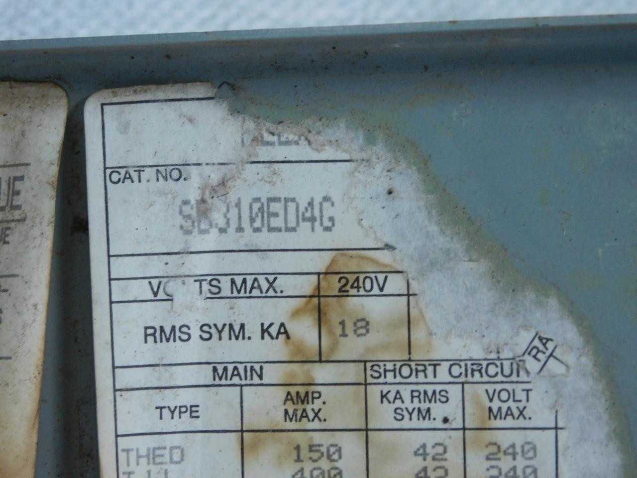GE SB310ED4G BUSWAY PLUG BREAKER 100 A 480 VAC 250 VDC 3 POLE - BUSWAY