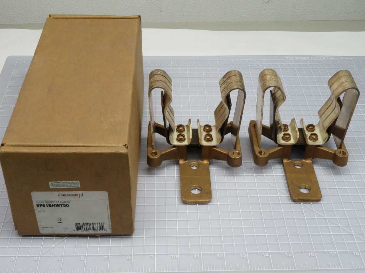 LOT OF 2 MERSEN 9F61BNW750 FUSE SUPPORT T192015 - FUSE BLOCKS