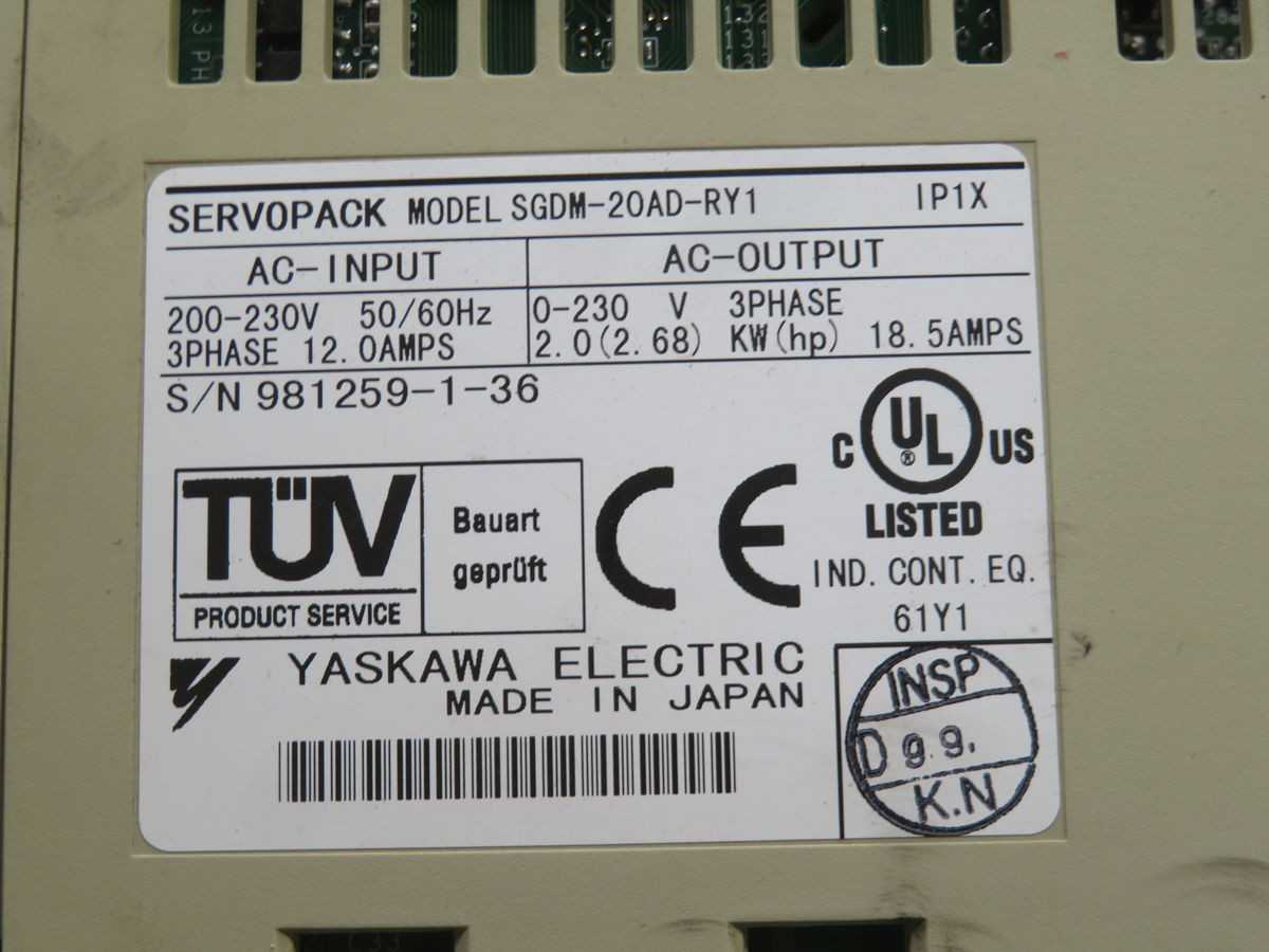 Yaskawa SGDM-20AD-RY1 Servopack Servo Drive T247168 - SERVO