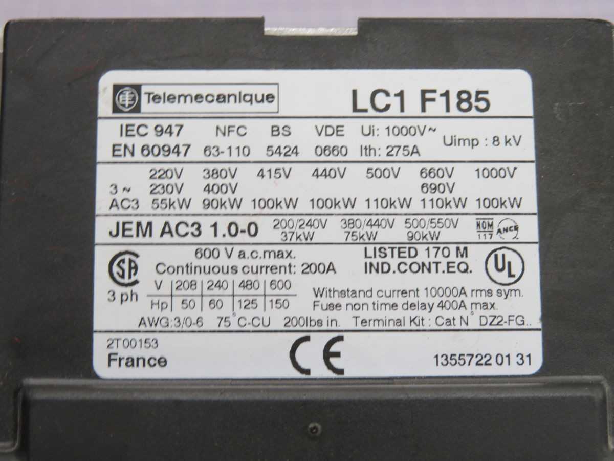 TELEMECANIQUE LC1 F185 CONTACTOR T251331 - CONTACTORS