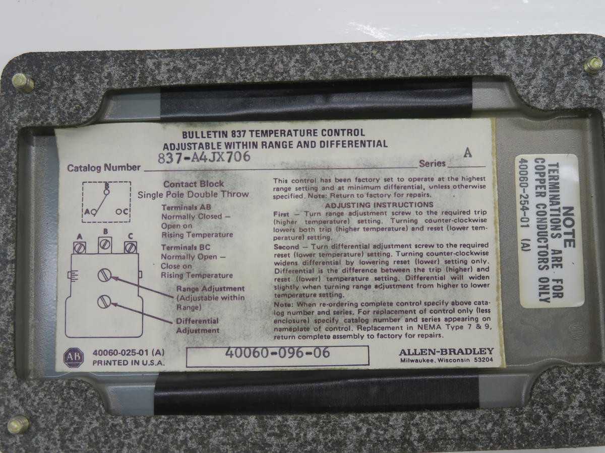 ALLEN BRADLEY 837-A4JX706 TEMPERATURE/PROCESS CONTROL T229463 - THERMOSTATS