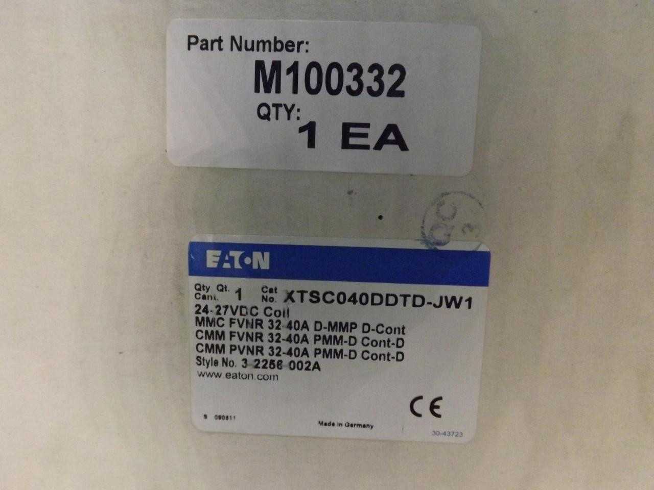 Eaton XTSC040DDTD-JW1 Manual Motor Controller Starter FVNR 32-40A D-Frame 24-27VDC - MISCELLANEOUS