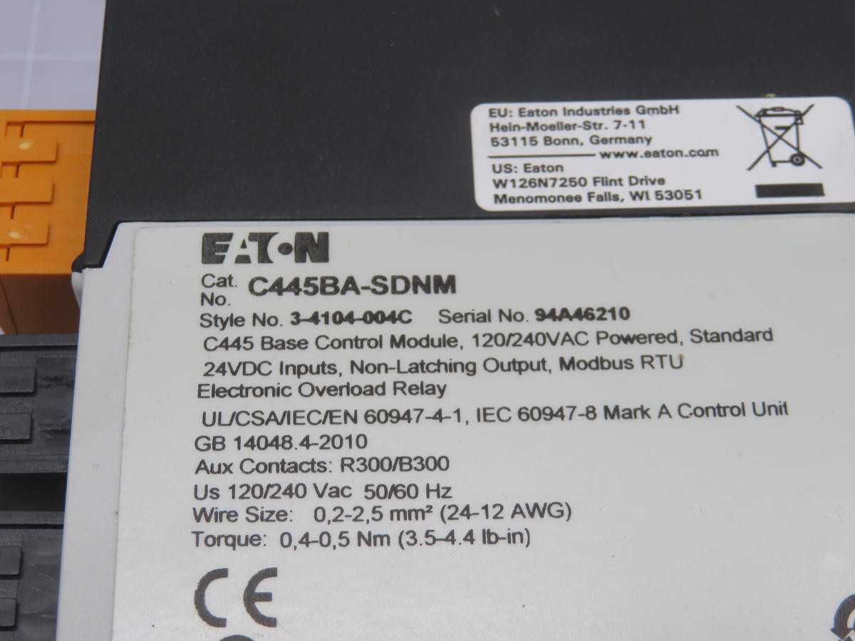 EATON C445BA-SDNM ELECTRONIC OVERLOAD RELAY T212714 - PROTECTION RELAY