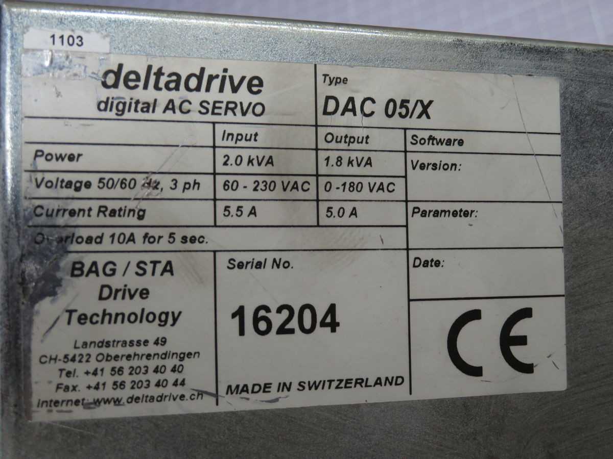 DELTADRIVE DAC 05/X DIGITAL AC SERVO DRIVE T248290 - AC VFD DRIVES