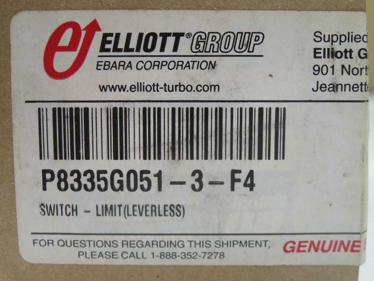 ELLIOTT P8335G051-3-F4 LIVERLESS LIMIT SWITCH T270007 - SWITCHES