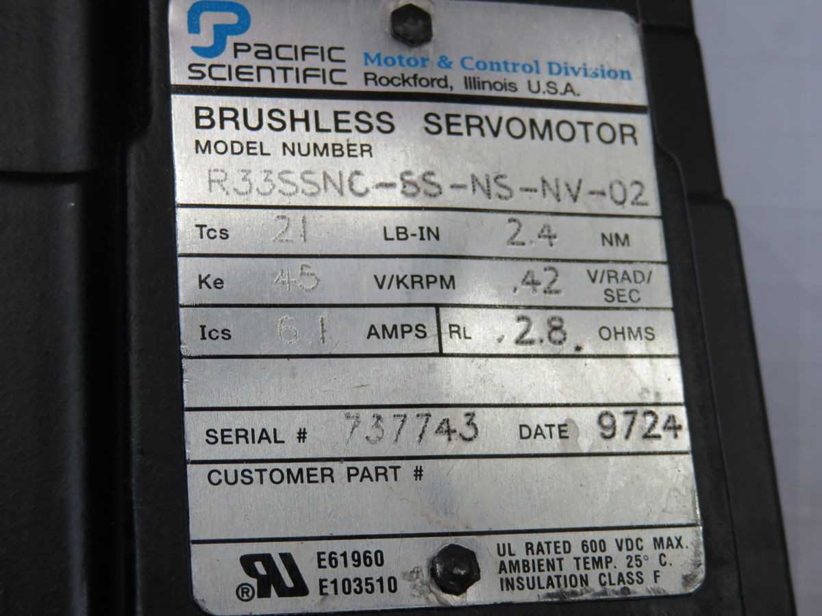 PACIFIC SCIENTIFIC R33SSNC-SS-NS-NV-02 SERVO MOTOR T248673 - SERVO MOTORS