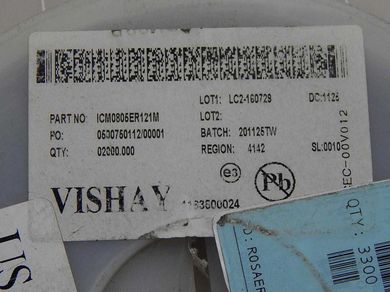 LOT OF 2000 VISHAY ICM0805ER121M COMMON MODE FILTERS / CHOKES 120 UH 20 % T88666 - LINE FILTERS