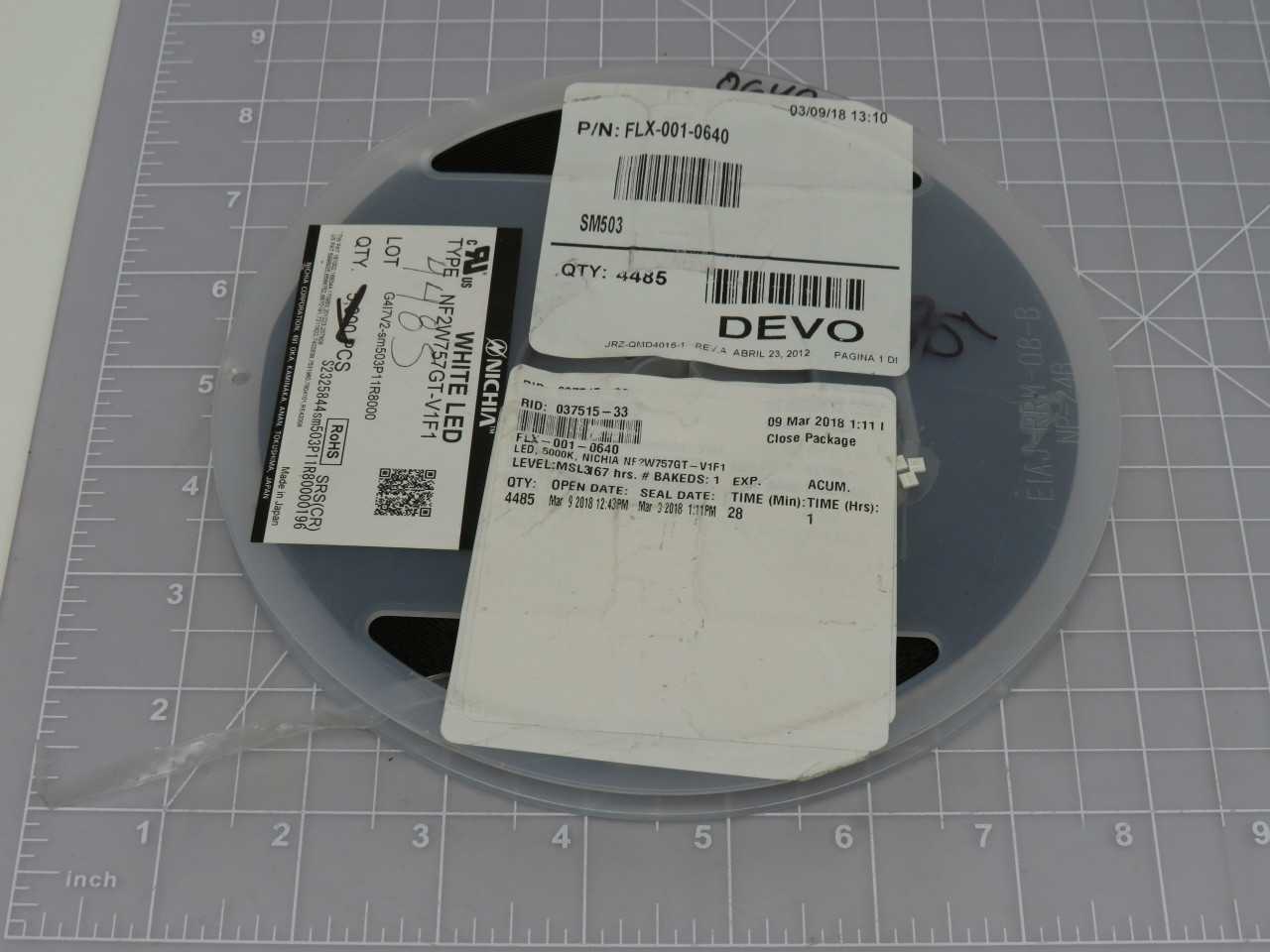 LOT OF 4200 NICHIA FLX-001-0640 NF2W757GT-VF1 MID POWER WHITE LED CHIP WITH DATA SHEET T171466 - LIGHTING