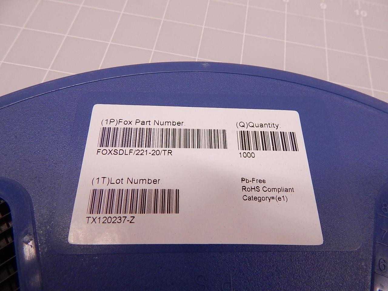 LOT OF 1000 FOX FOXSDLF/221-20/TR CRYSTALS T80418 - COIL STOCK REELS