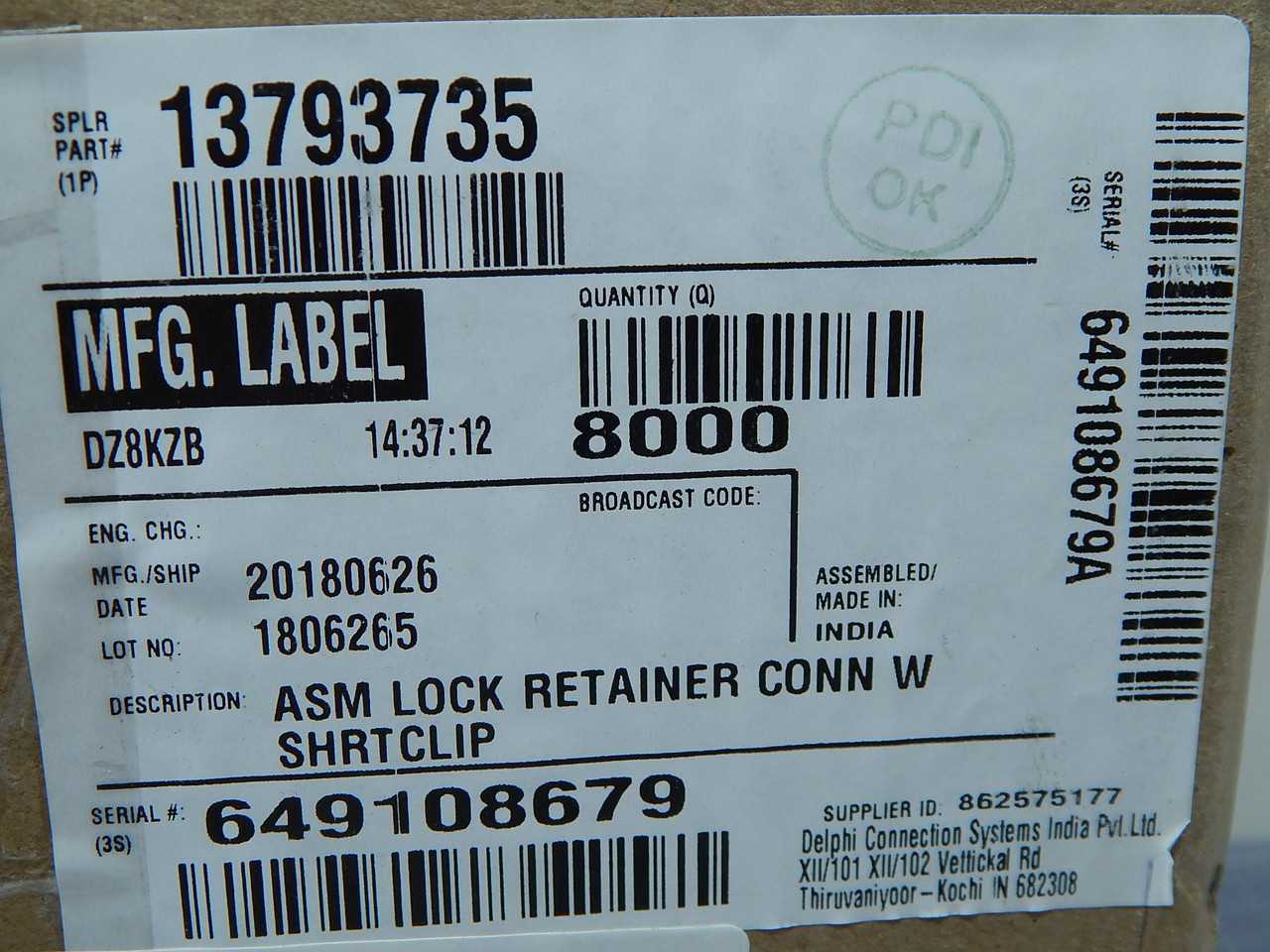 LOT OF 1000 DELPHI 13793735 ASM LOCK RETAINER CONNECTER W SHORT CLIP T149007 - TERMINAL BLOCKS