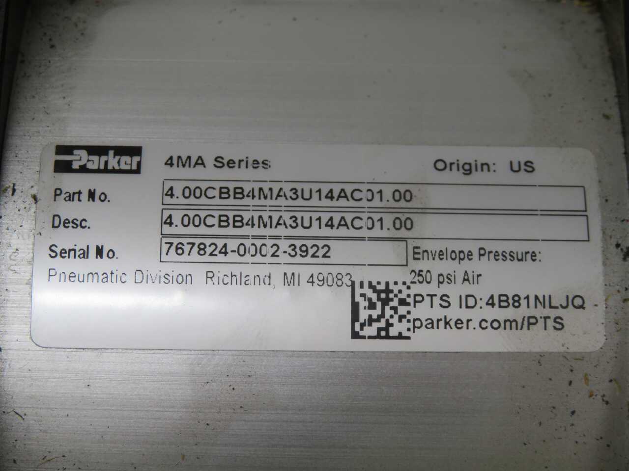PARKER 4.00CBB4MA3U14AC01.00 PNEUMATIC CYLINDER T269977 - PNEUMATIC CYLINDER