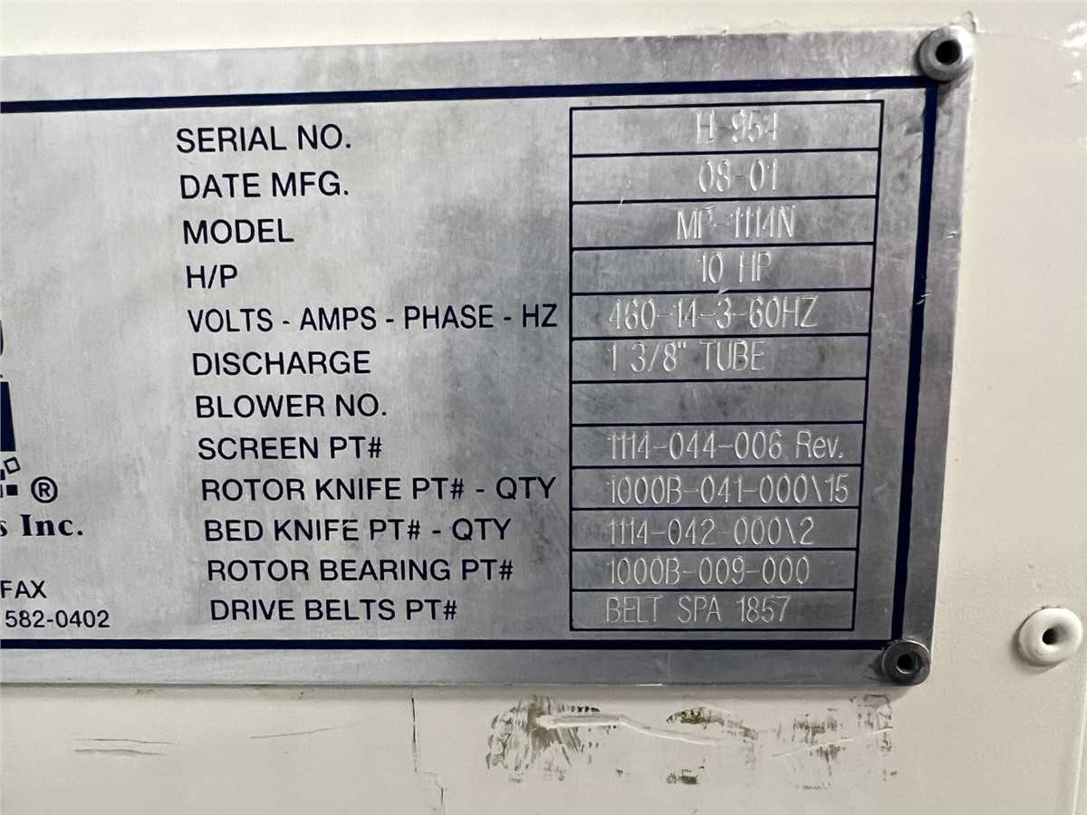 11" X 14" MPG Granulator, Model M1114N, 10 HP Powerhouse - GRANULATORS